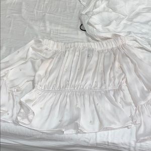 Pearl see through off the shoulder blouse